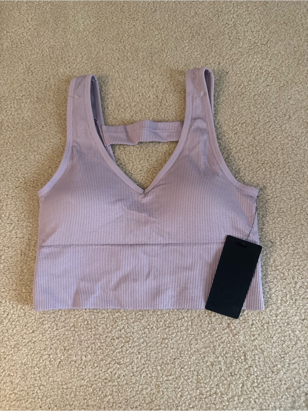 90 Degree by Reflex Ribbed Lavender Sports Bra Top